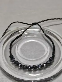 ★天然石ブレスレット、マクラメ編み、テラヘルツ、 調整可能