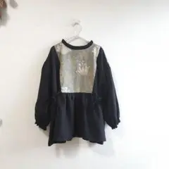 ハンドメイド☆[M~Lくらい]☆立ちフリル衿付き切り替えチュニック