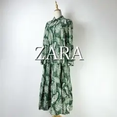 ZARA リーフデザイン シャツワンピース ロングのサムネイル