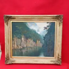 S.Hayashi 木曽 風景画 油彩画 F6号 額装 サイン有 山岳風景 油絵