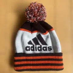 adidas ニット帽　90s 茶色　オレンジ　古着