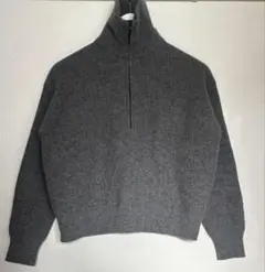 UNIQLO C ウール ハーフジップニット グレー リブニット