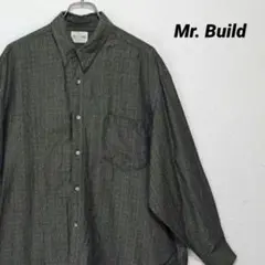 Mr. Build 長袖 総柄 シャツ ダークグリーン サイズフリー