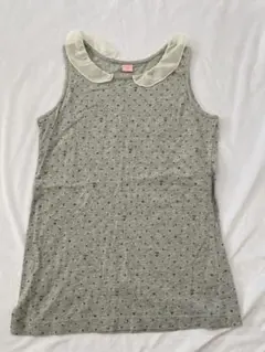 メゾピアノ　グレー ドット柄 ノースリーブタンクトップ　160