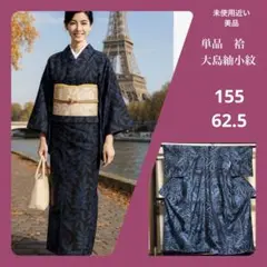 生紬　小紋　袷 未使用・新品・美品　身丈155 裄丈62.5