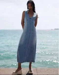ZARA デニム ミディアムワンピースXS