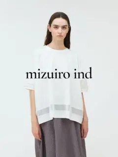 極美品 mizuiroind メッシュミックスワイドプルオーバー ホワイト Fのサムネイル