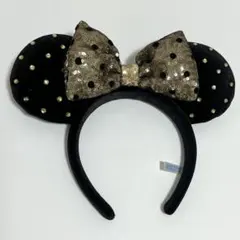 ディズニー カチューシャ 黒 ゴールド スパンコール