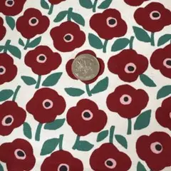 KOKKA 赤い花柄 綿プリント生地