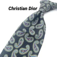 良品 クリスチャンディオール ネクタイ ペイズリー ネイビー