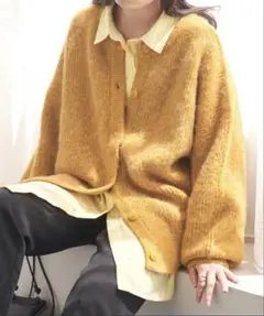 畔編みモヘアライクボリュームスリーブカーディガンのサムネイル