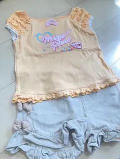 120サイズ　メゾピアノ半袖Tシャツ　アプレクールリボン付きボトムパンツ