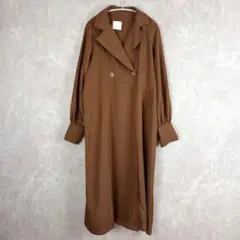 【美品】BONLECILL ボンルシール バックリボン ロングコート 茶色 Fのサムネイル