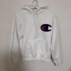 Champion ホワイト 厚手パーカー フード付き
