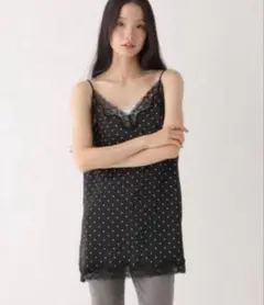 heather レーストリムサテンキャミワンピース ドット ウィッシュコアのサムネイル