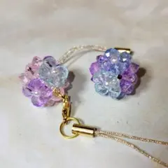 紫陽花風ストラップ2　2個セット