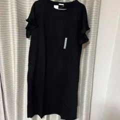 GU ブラック フリル袖 カットソーワンピース XL