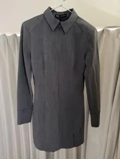 ZARA グレー 長袖シャツワンピース
