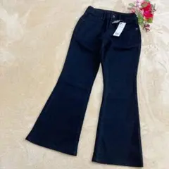 【GUジーユー】新品 スリムフレアジーンズ＋EC 丈短め ブラック XS