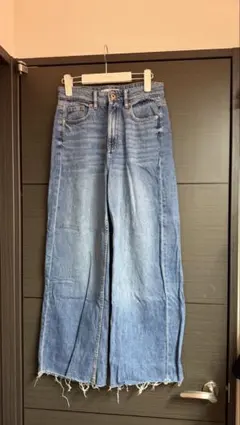 zara ワイドデニムパンツ カットオフ ブルーのサムネイル