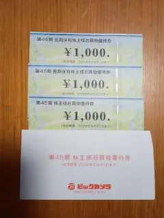 ビックカメラ株主優待3000円分