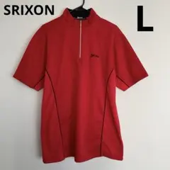 SRIXON メンズ ハーフジップ 半袖シャツ L 赤 ジャガード織り ゴルフ