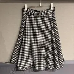 ギンガムチェック フレアスカート ひざ丈