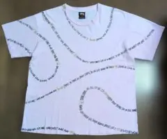 00'S STUSSYスパイラルテキスト総柄 Tシャツ ピンク Mのサムネイル