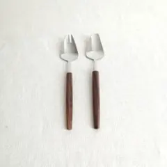 木製ハンドルフォーク＆スプーン ドイツゾーリンゲン ヴィンテージV OC2702