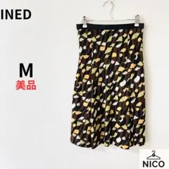 【美品】INED イネド ひざ丈スカート 総柄 日本製 ウエスト66cmのサムネイル