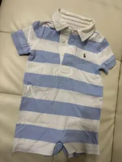 Ralph Lauren 水色ストライプロンパース
