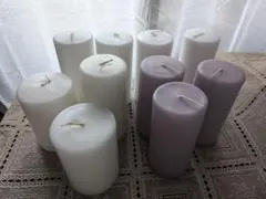 北欧★ホワイト・ラベンダー円柱型キャンドル10個セット