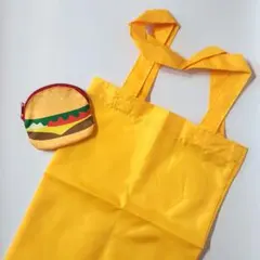 ガラフル 食べ物ポーチ サブバッグ エコバッグ ハンバーガー イエロー