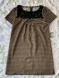 エムズグレイシー　半袖　花柄レース　ボーダー　ワンピース　40 L