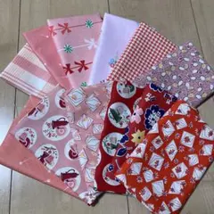 値下げ中！綿プリント生地 カットクロス12枚セット ピンク系