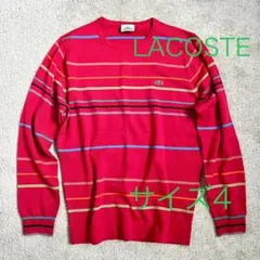 ラコステ　メンズ　ニット　赤　ボーダー　サイズ4