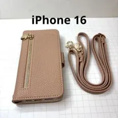 新品未使用iPhone16スマホケース手帳型ケース ショルダーストラップ付き