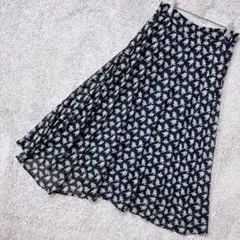 5497 シューラルー スカート F ネイビー 花柄 マキシ丈 ウエストゴムのサムネイル