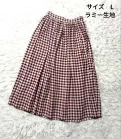 良品　ボヘミアンズ　ギンガムチェックラミー生地スカート　総丈78cm　Lのサムネイル