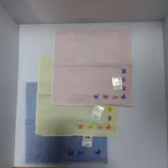 訳あり　モリハナエ　タオルハンカチ　シルク　3枚組①
