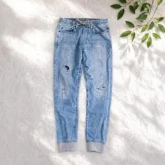 【アメリカンイーグル】ジョガーデニム XS ダメージ加工 水色 メンズ 古着のサムネイル