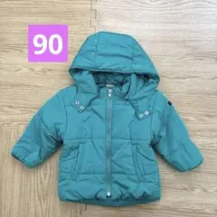 petit main フード付き中綿コート ターコイズブルー　90センチ