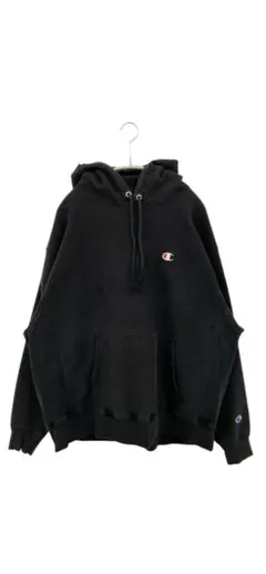 チャンピオン リバースウィーブ パーカー 古着 ロゴ 黒 XL