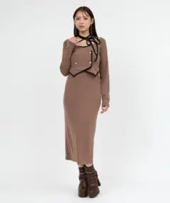 ROYAL PARTY アンサンブル配色カットワンピース