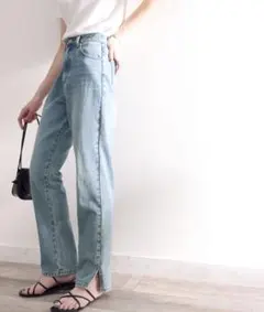 ms+ideal classicalelf サイドスリットハイウエストデニム