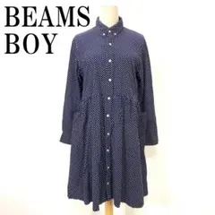 BEAMS BOY ビームスボーイ シャツワンピース ネイビー B2683