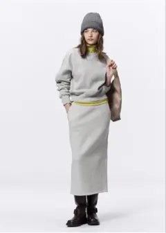 ジーユー GU ヘビーウェイトスウェットナロースカート 新品タグ付 グレー