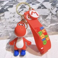 【即日発送】スーパーマリオ ヨッシー 赤　レッドストラップ　キーホルダー