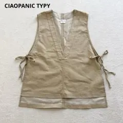 チャオパニックティピー Vネックサイドリボンベスト ノースリーブ コットン