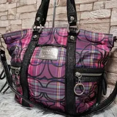 COACH ポピー バッグ シグネチャー y2k チェック ラメ♡